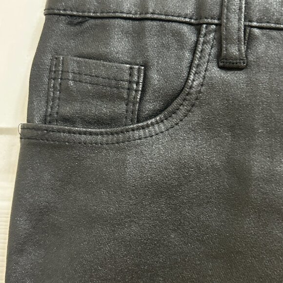 AA Apperloth Women’s Black Biker Jeans Poly Coated Size Small - Picture 2 of 5